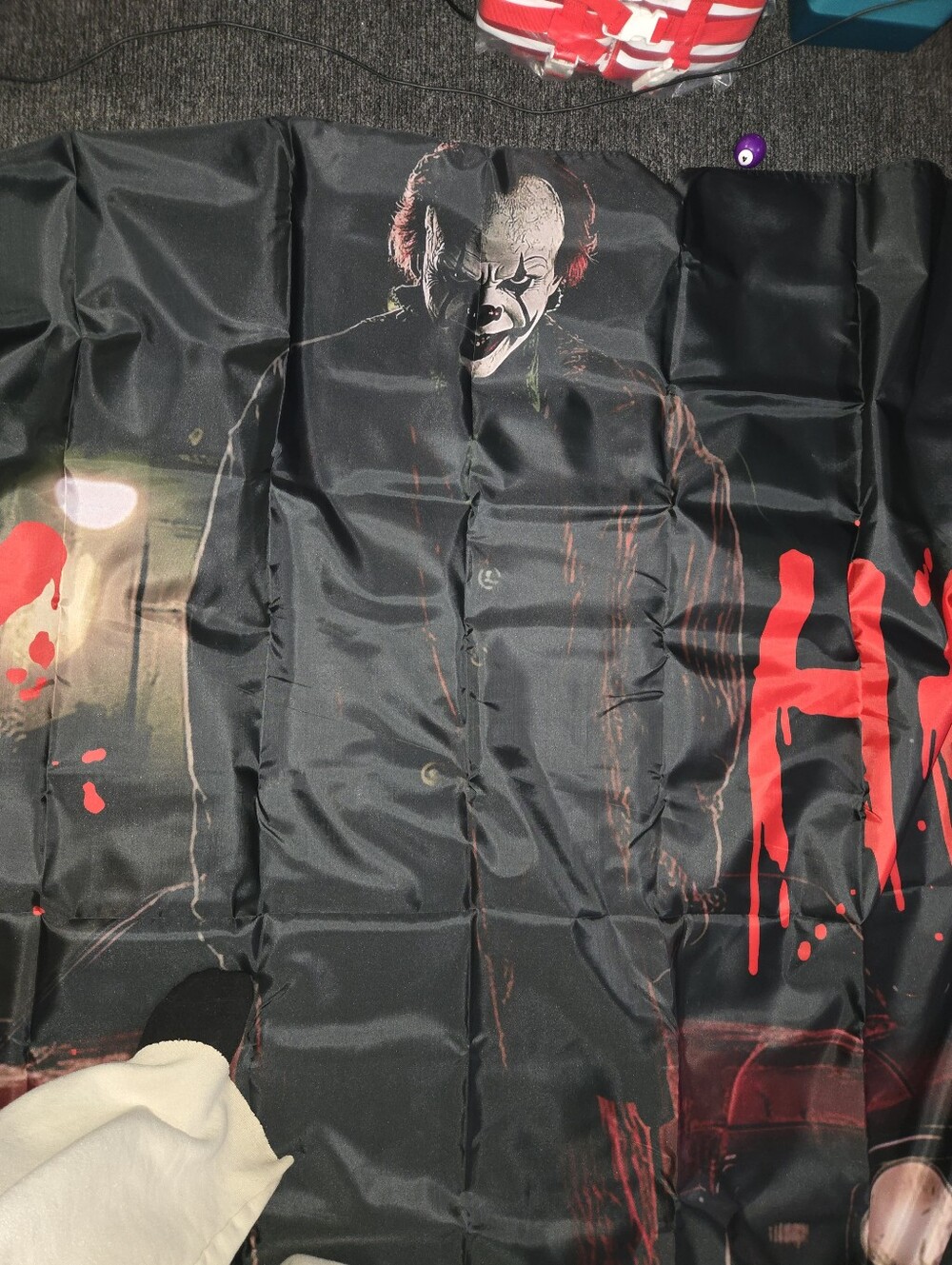 Pennywise Horror Clown Graphic Garage Door Cover Halloween Black with Red Accent
